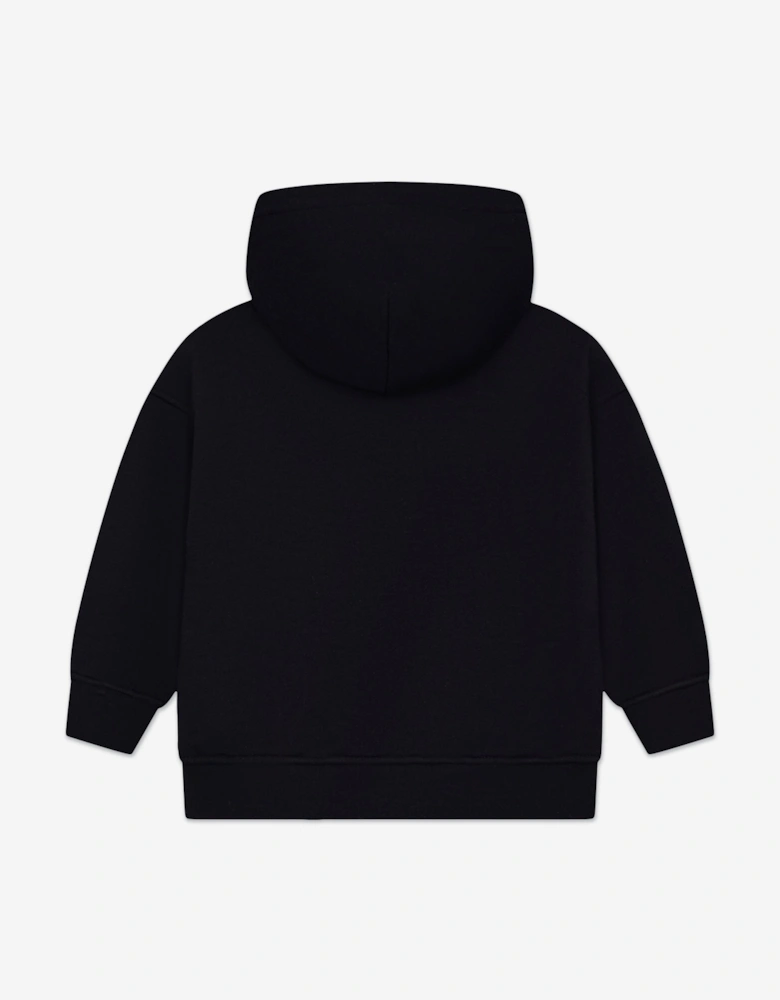 Kids Emblem Applique Hoodie in Black