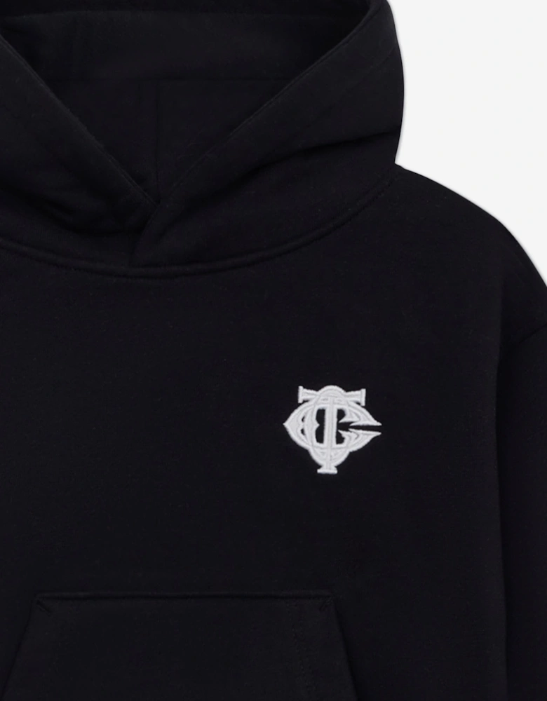 Kids Emblem Applique Hoodie in Black