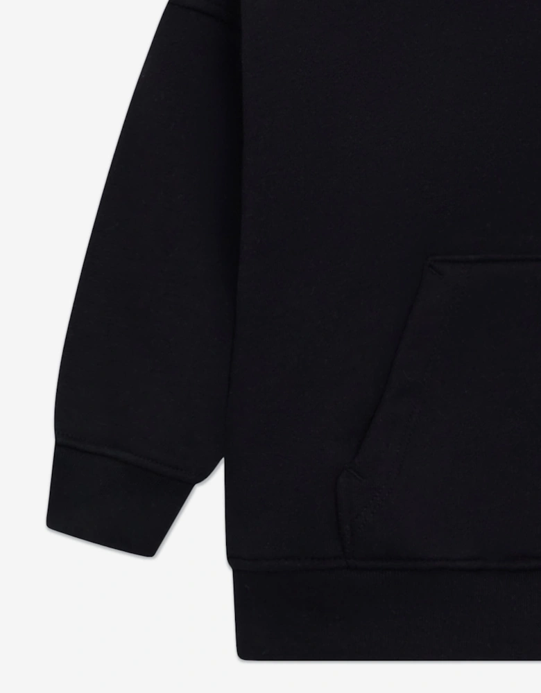 Kids Emblem Applique Hoodie in Black