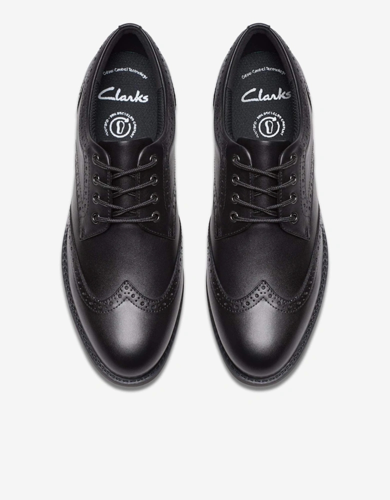 Boys Leather Tapa Pure Brogues in Black