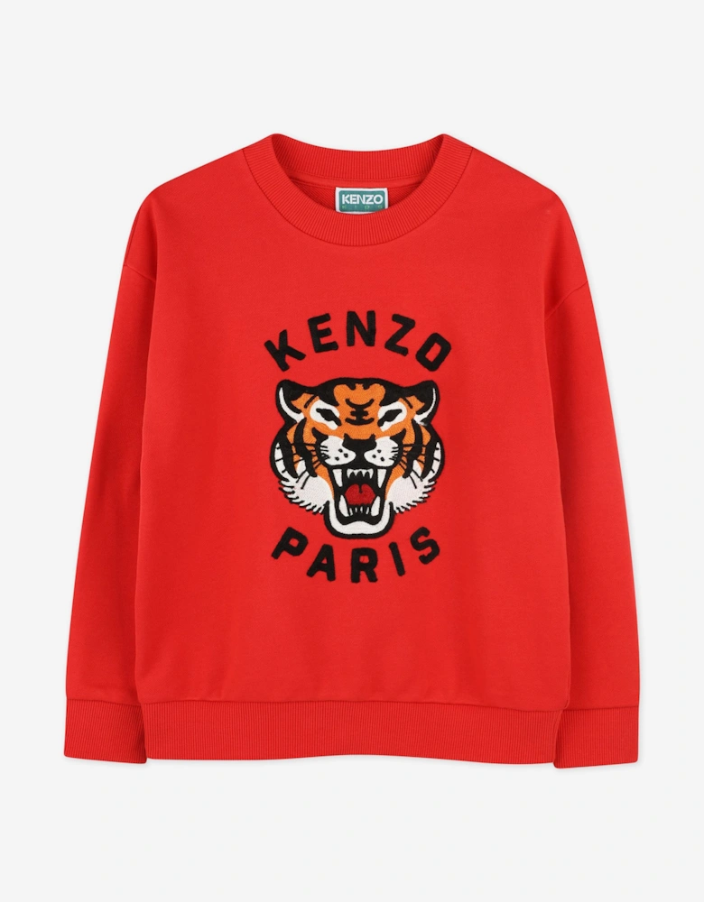 Boys Tiger Sweatshirt in Red