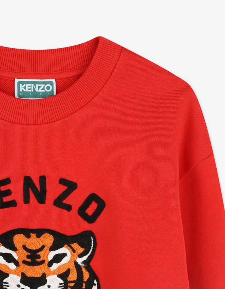 Boys Tiger Sweatshirt in Red