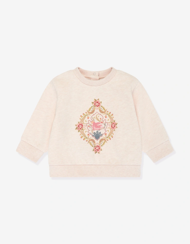Baby Girls Floral Sweatshirt in Beige
