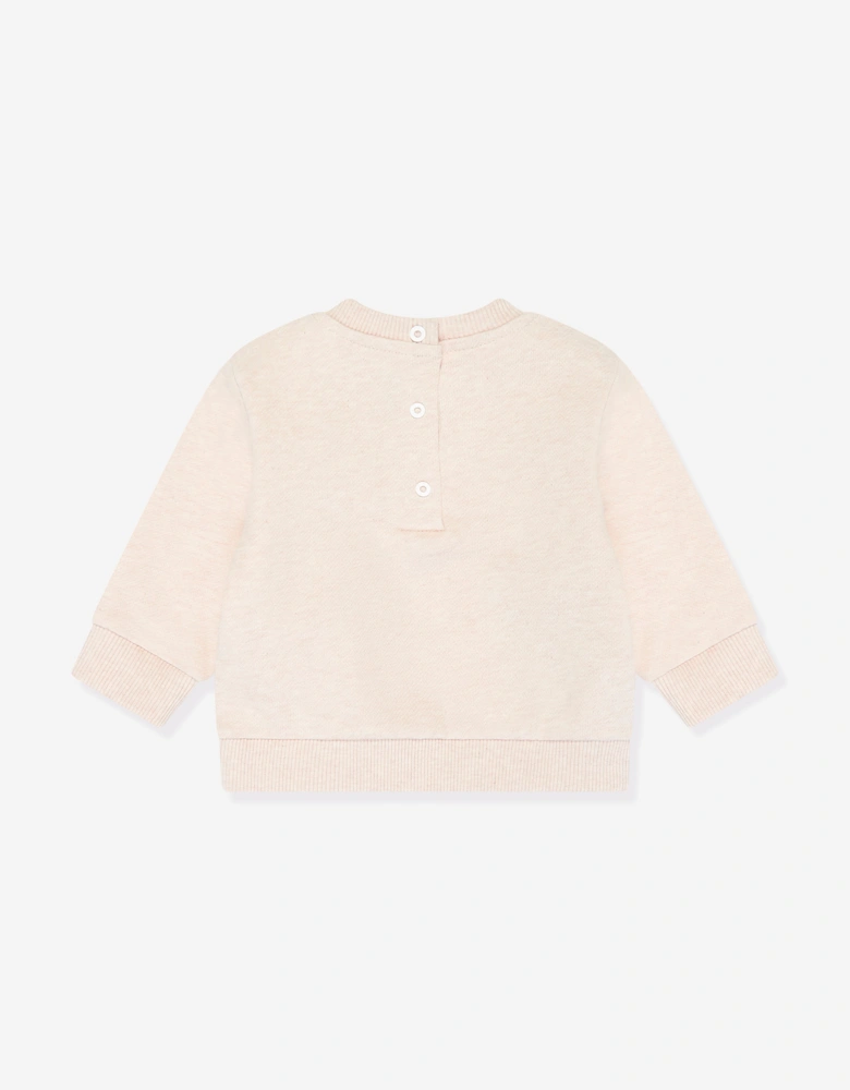 Baby Girls Floral Sweatshirt in Beige