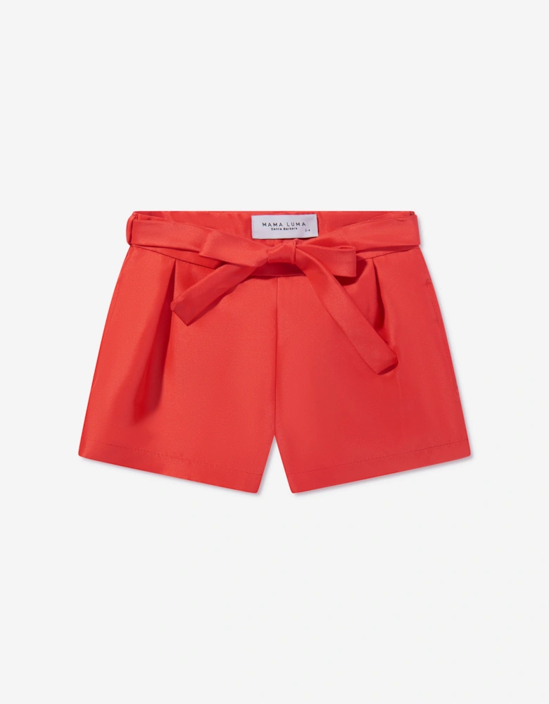 Girls Striped Mini Shorts in Red