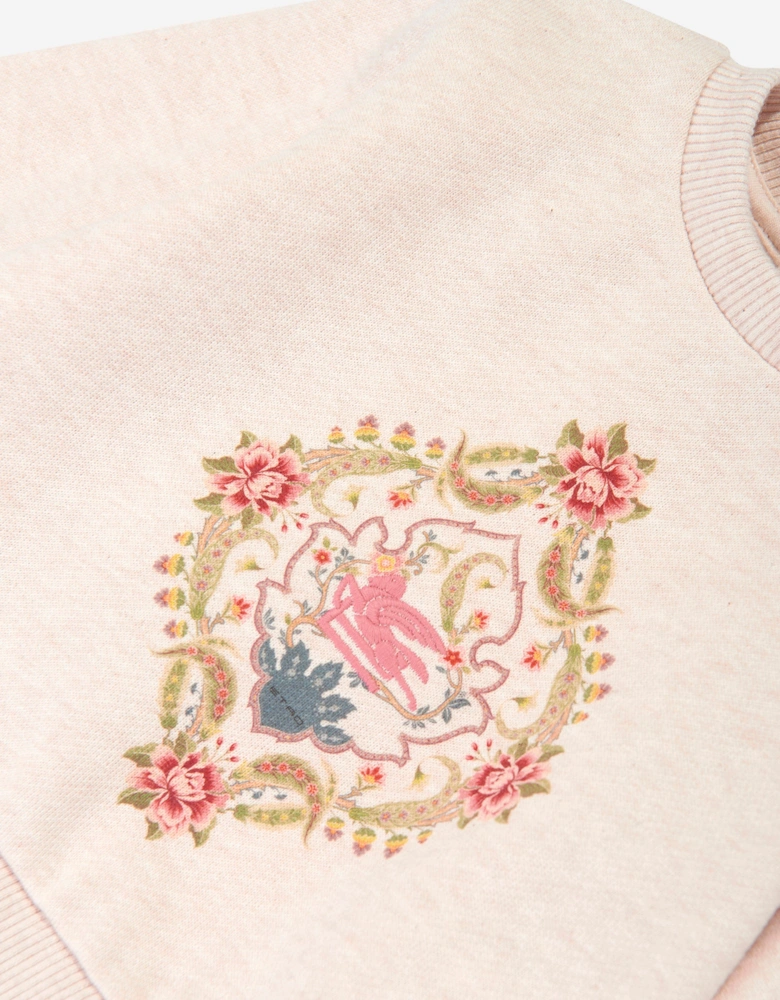 Baby Girls Floral Sweatshirt in Beige
