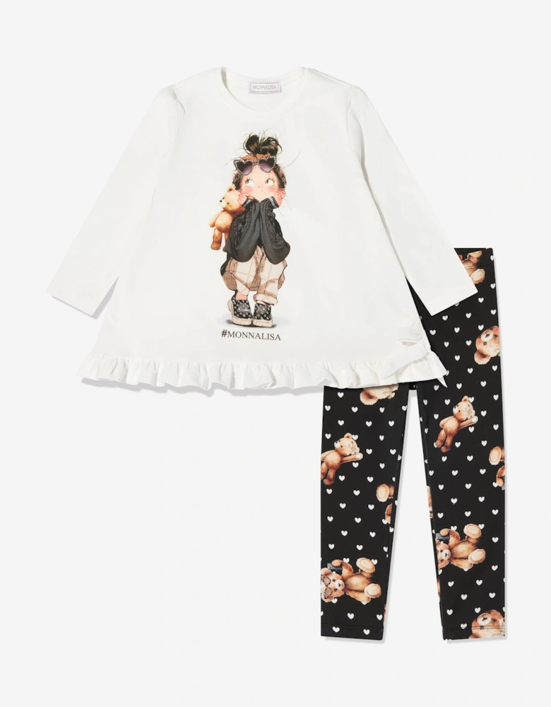 Girls T-Shirt and Leggings Set in Ivory