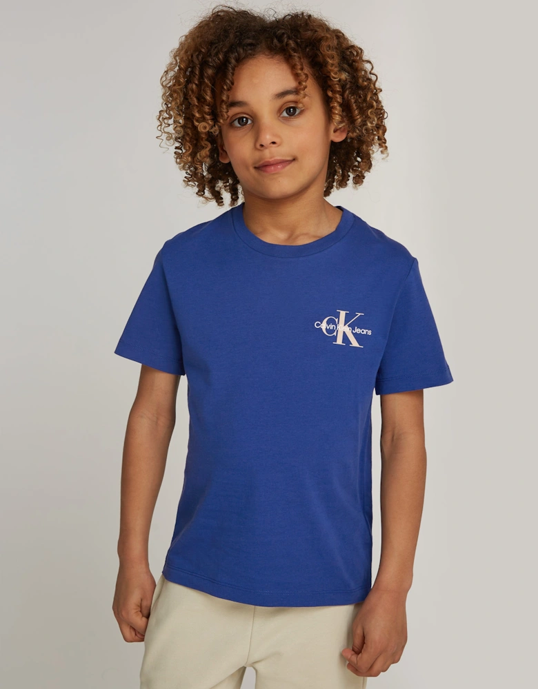 Kids Chest Monogram T-Shirt in Blue