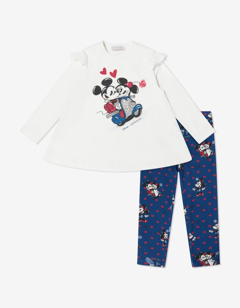 Girls Mickey and Minnie Leggings Set in Ivory