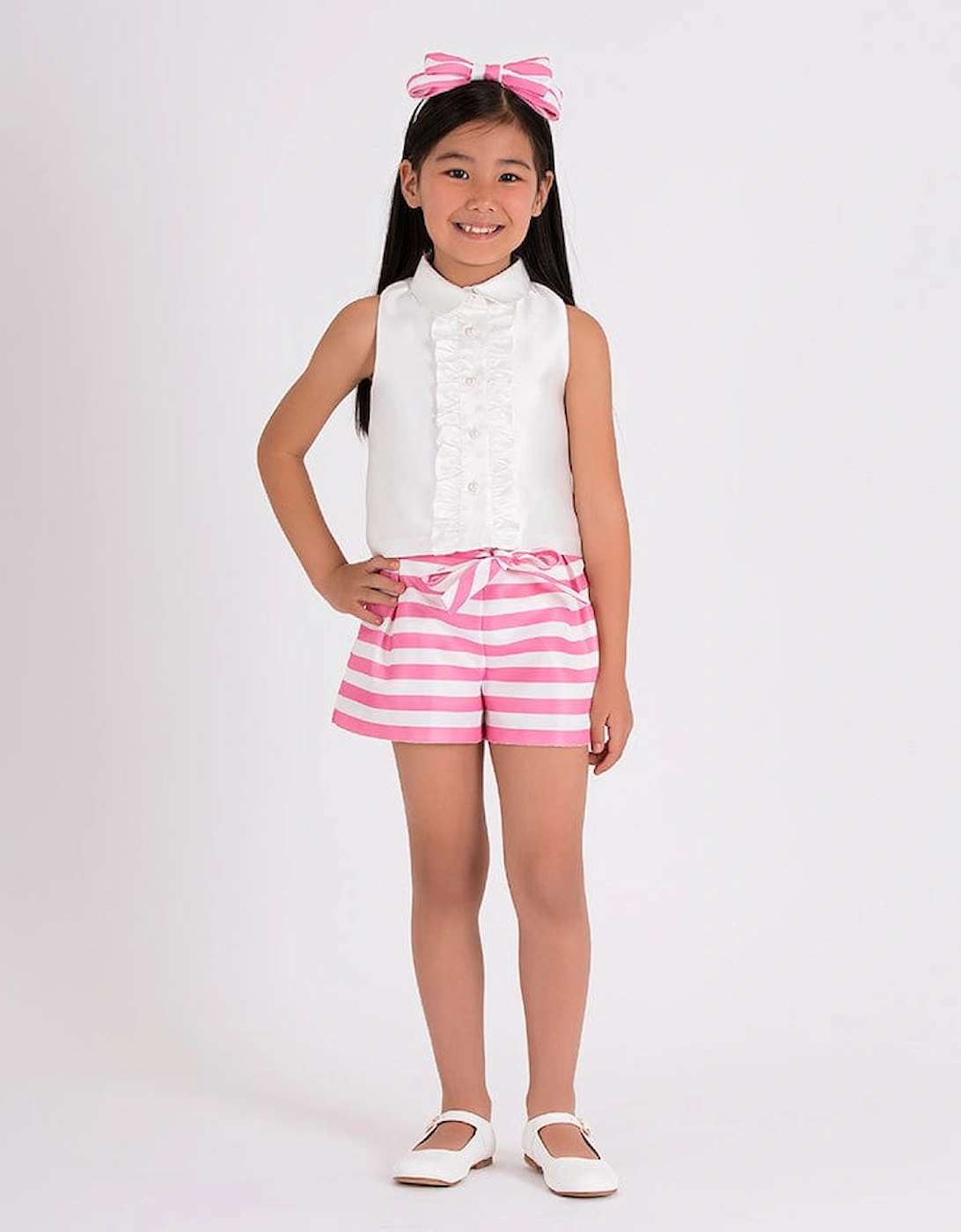 Girls Striped Mini Shorts in Pink