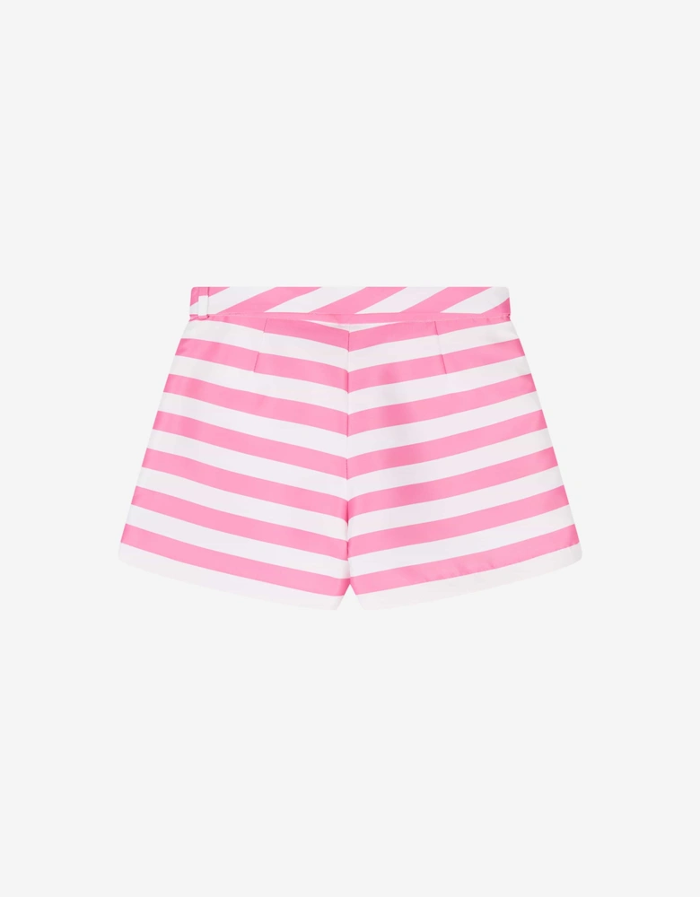 Girls Striped Mini Shorts in Pink