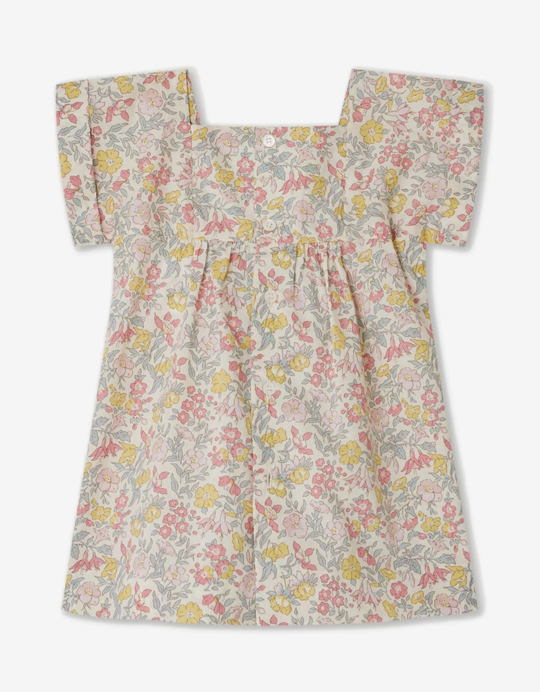 Baby Girls Floral Smocked Pais Dress in Multicolour