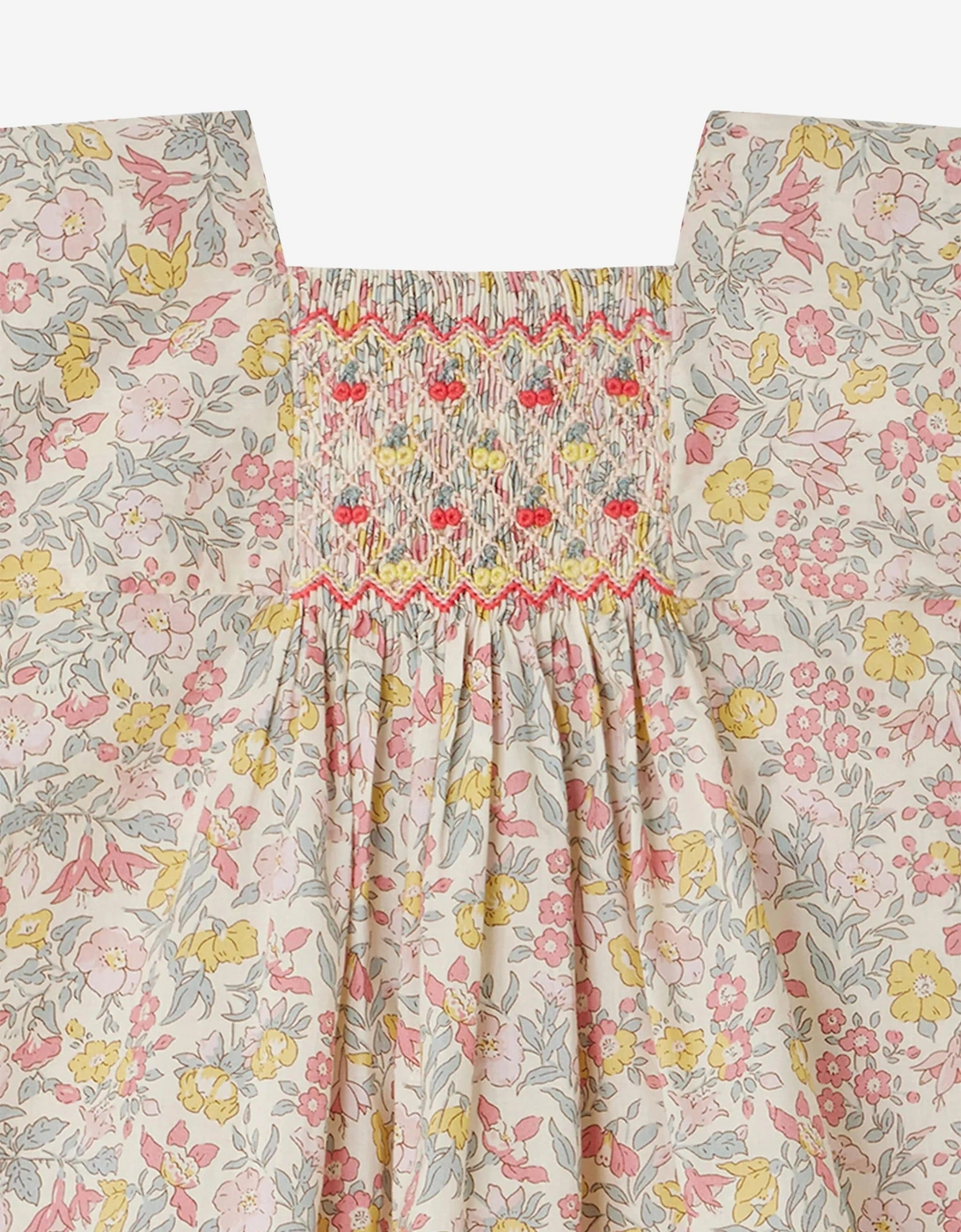 Baby Girls Floral Smocked Pais Dress in Multicolour