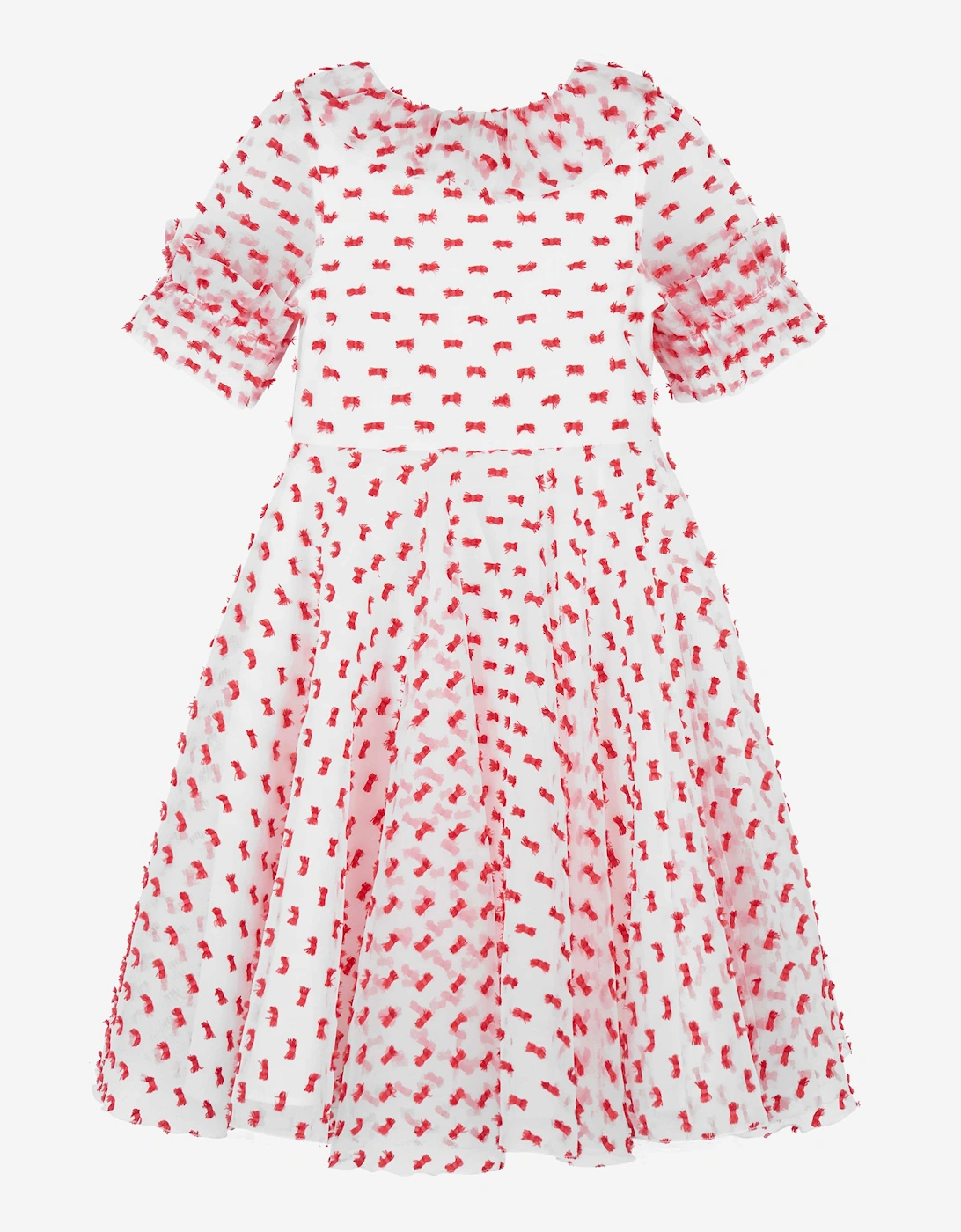 Girls Flared Dot Dress in Red