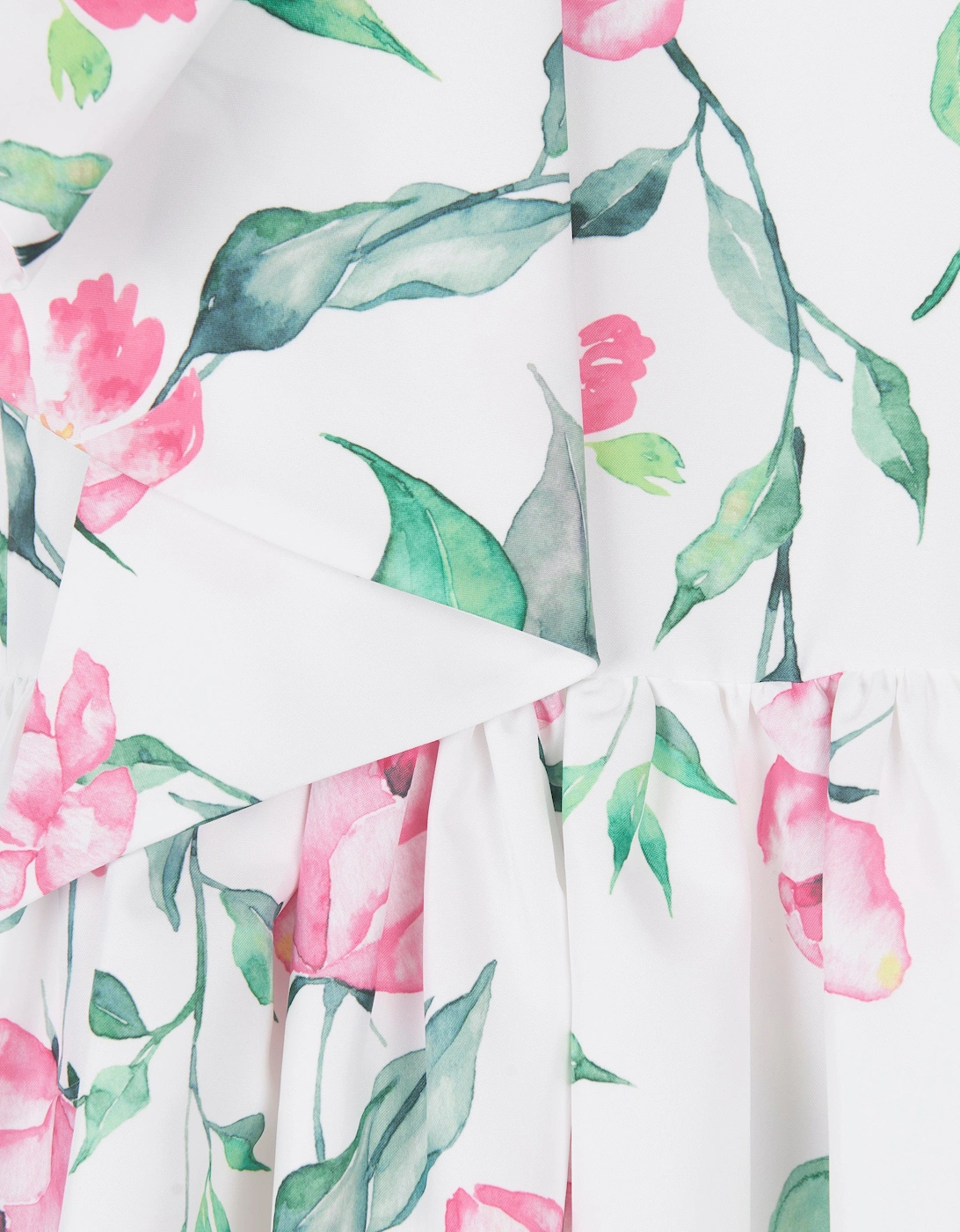 Girls Ruffle Floral Print Dress in White