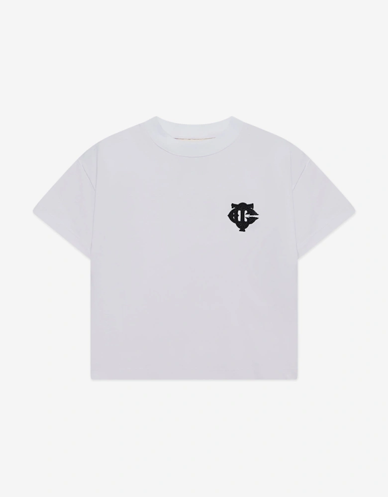 Kids Emblem Applique T-Shirt in White