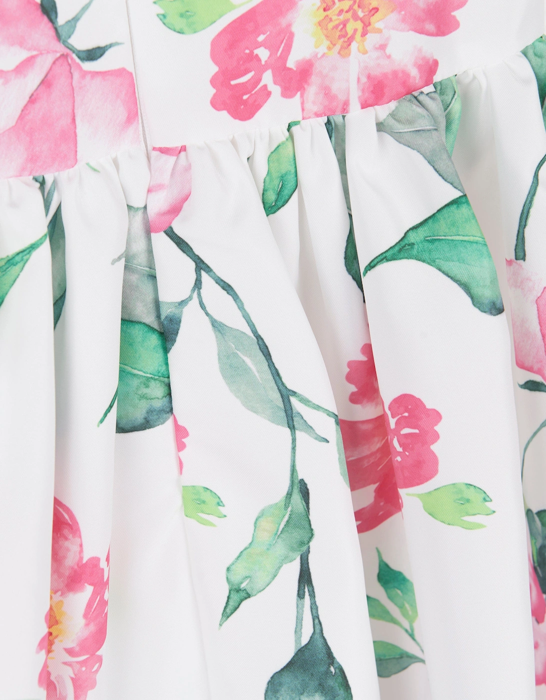 Girls Ruffle Floral Print Dress in White