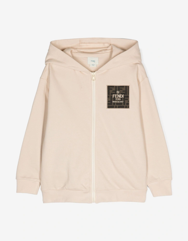 Kids Logo Zip Up Top in Beige