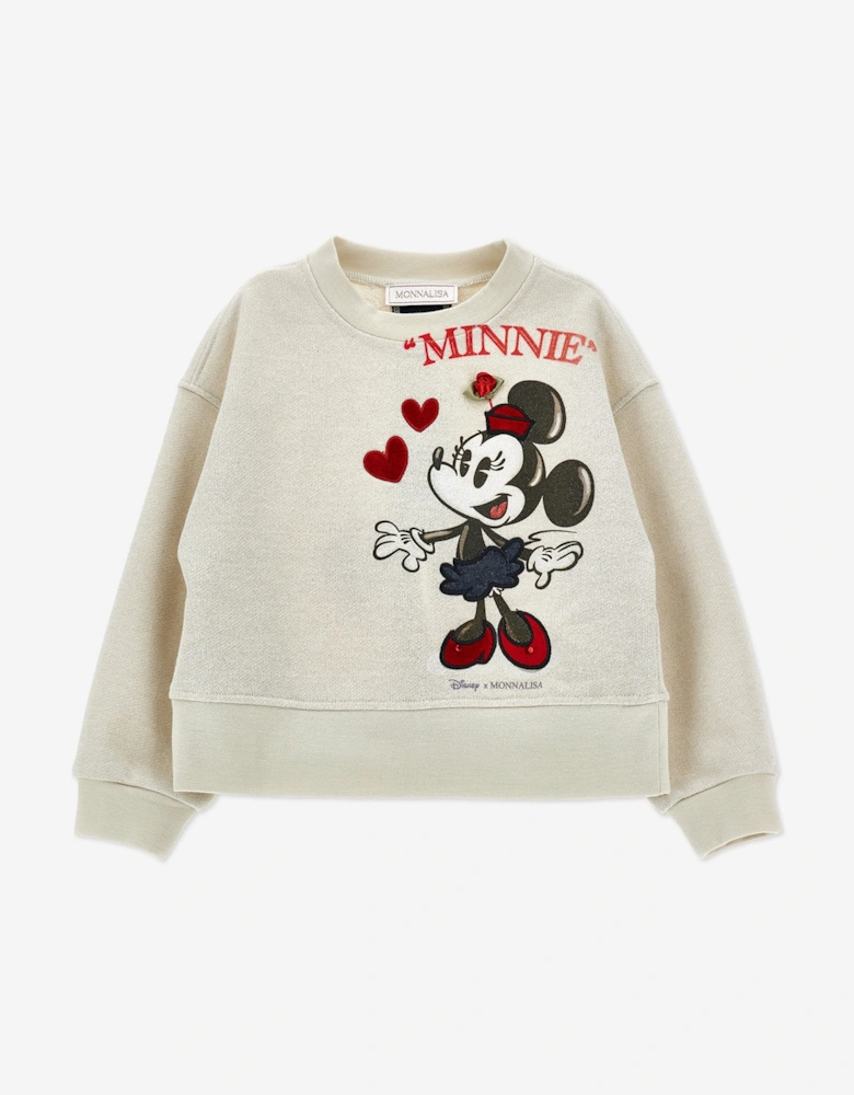 Girls Minnie Mouse Sweatshirt in Beige