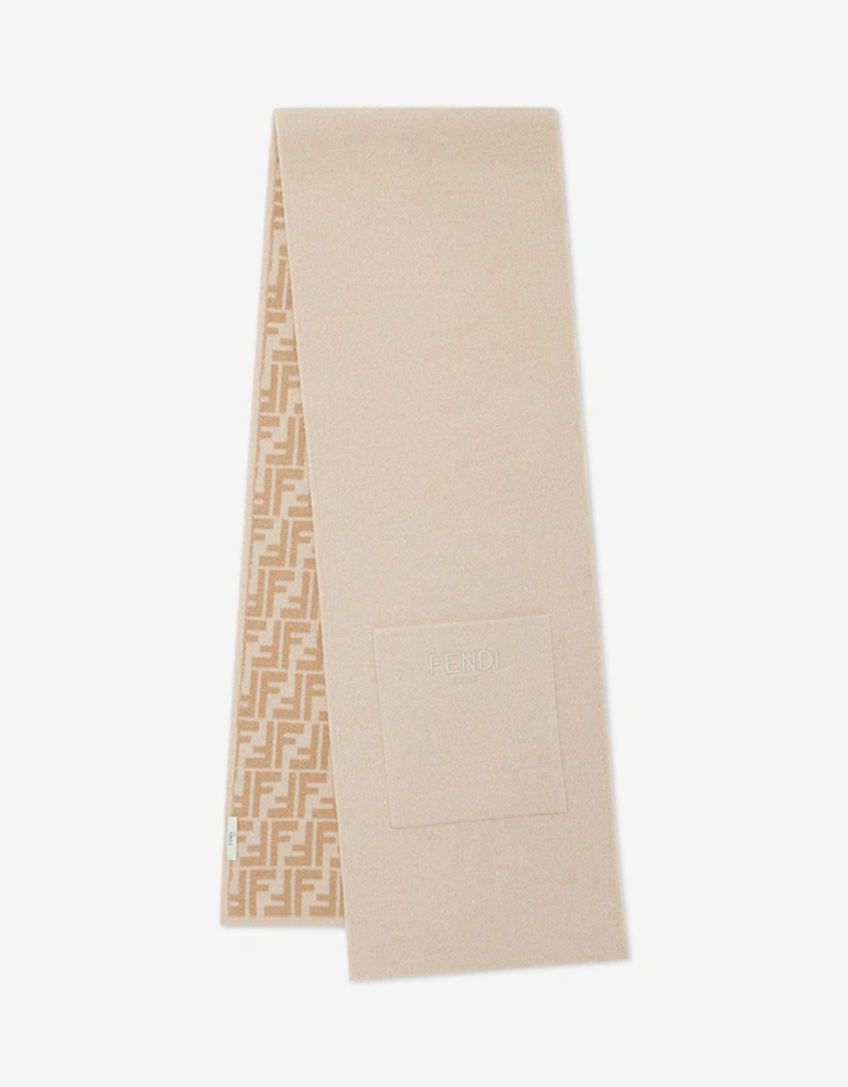 Kids Wool FF Reversible Scarf in Beige