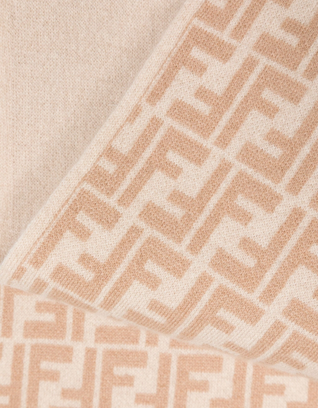 Kids Wool FF Reversible Scarf in Beige
