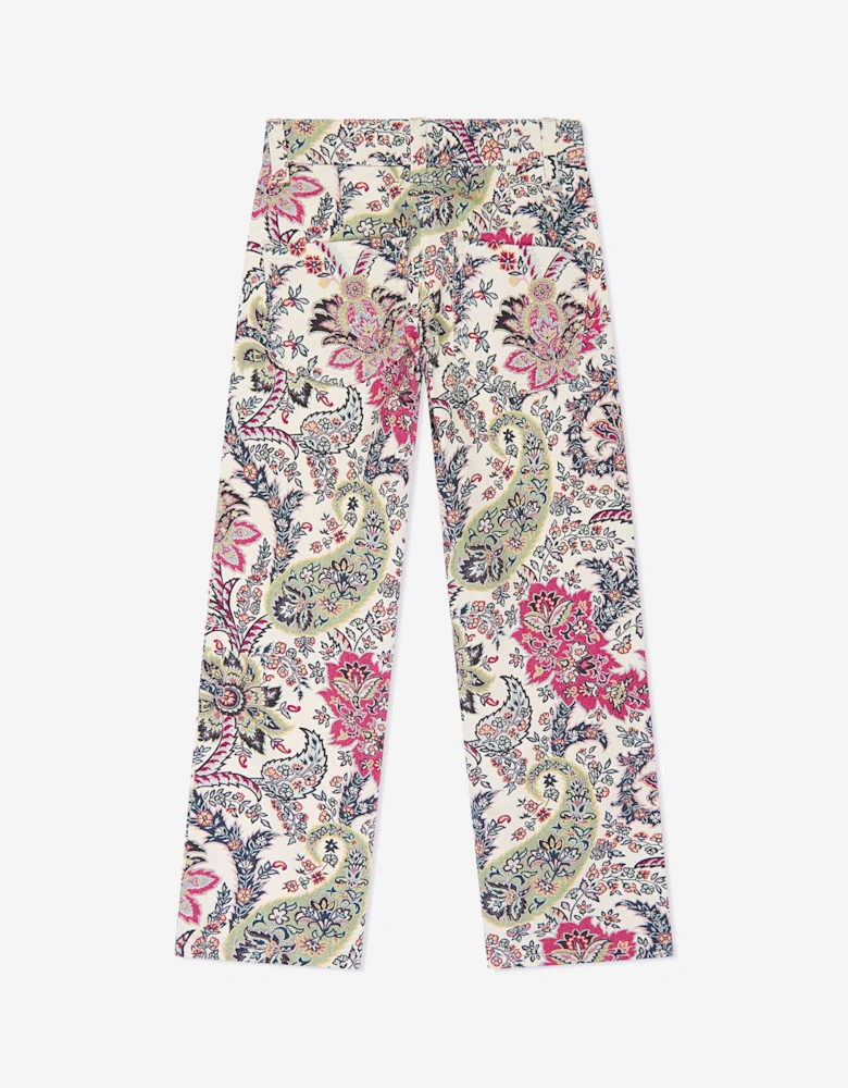 Girls Paisley Print Trousers in Ivory