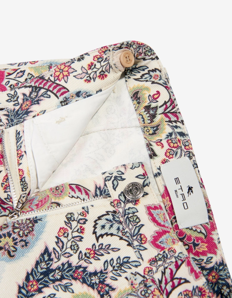 Girls Paisley Print Trousers in Ivory