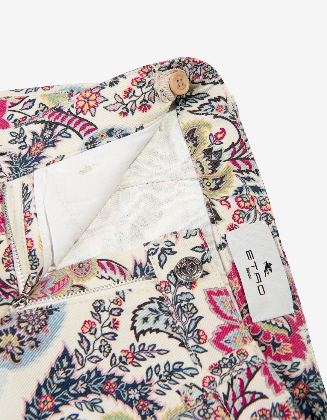 Girls Paisley Print Trousers in Ivory