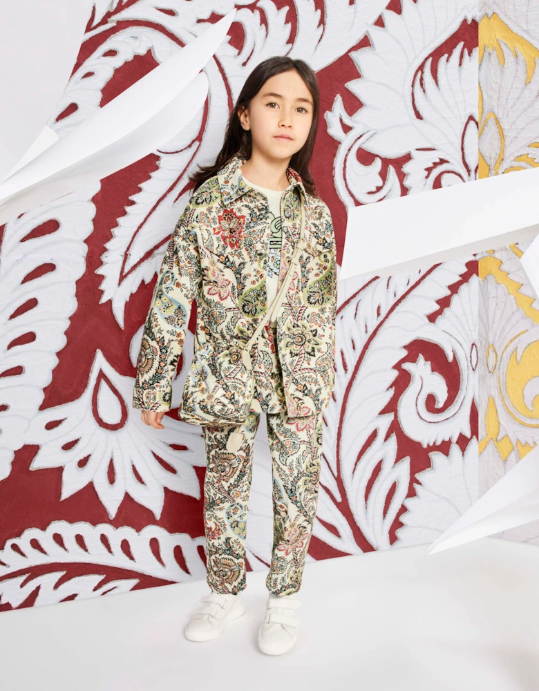 Girls Paisley Print Trousers in Ivory
