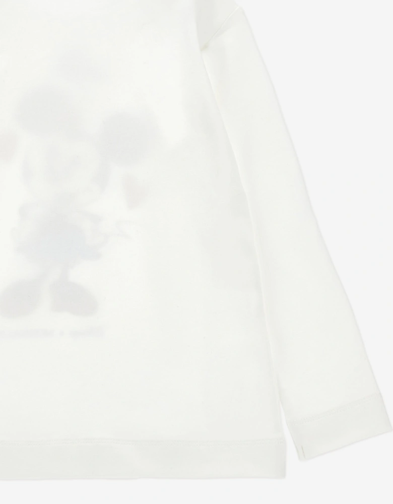 Girls Long Sleeve Diamante Minnie T-Shirt in Ivory
