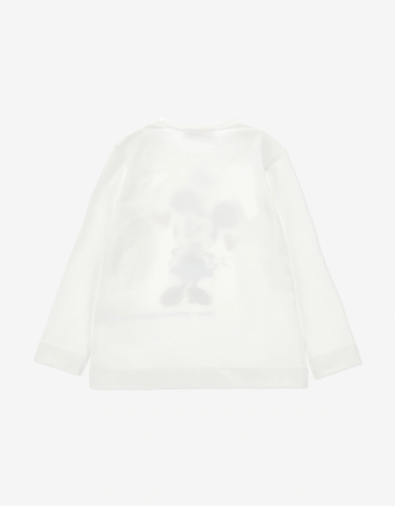 Girls Long Sleeve Diamante Minnie T-Shirt in Ivory