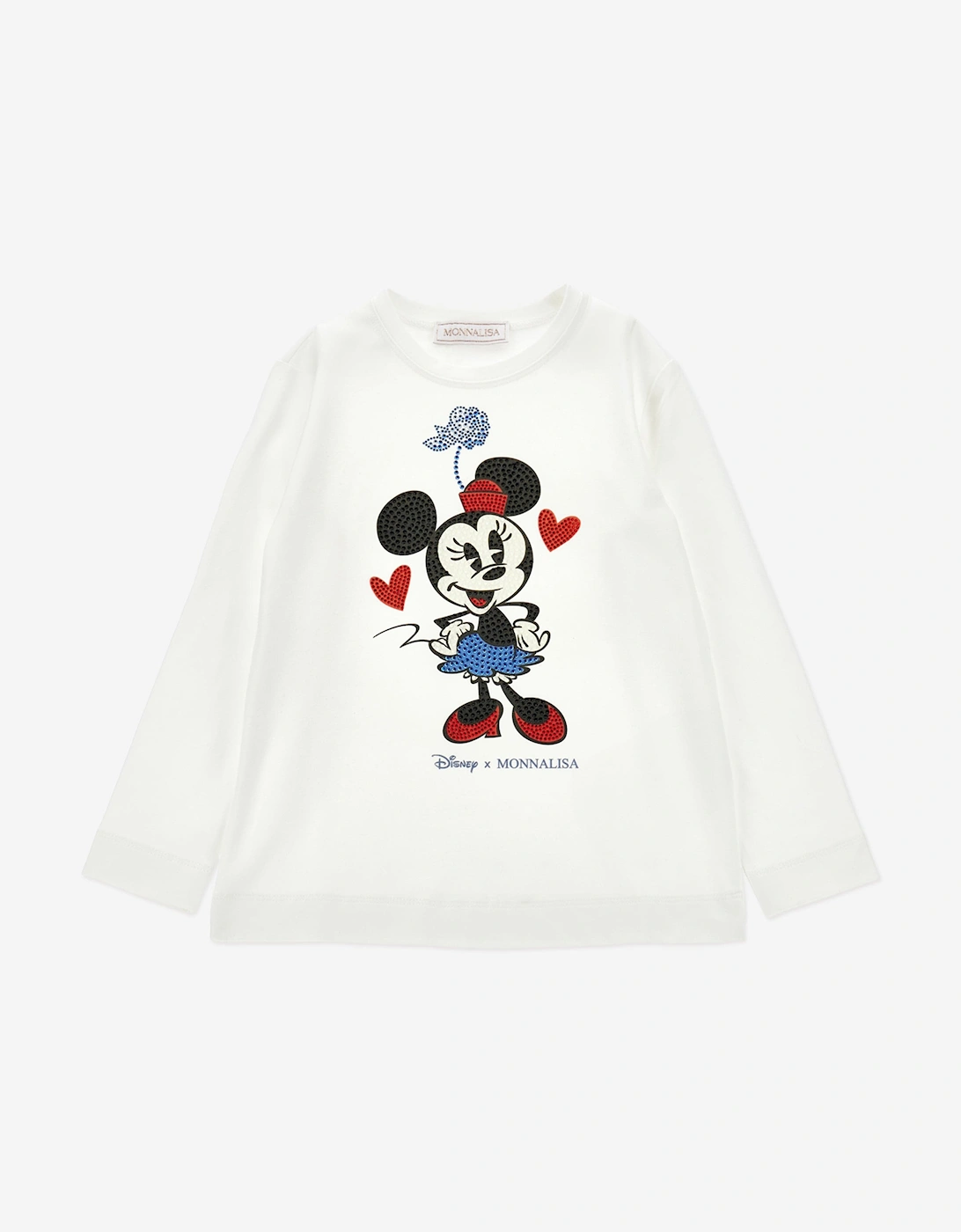 Girls Long Sleeve Diamante Minnie T-Shirt in Ivory, 5 of 4