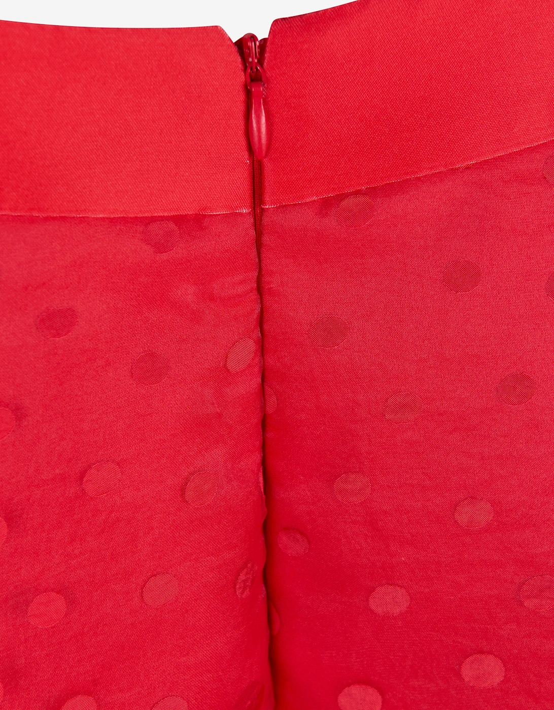 Girls Bow Detailed Organza Polka Dot Dress in Red