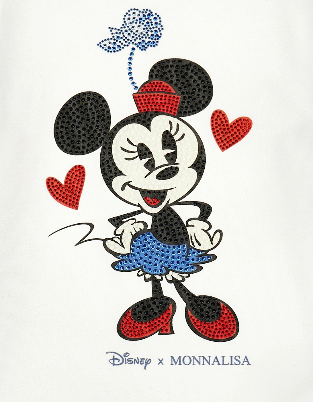 Girls Long Sleeve Diamante Minnie T-Shirt in Ivory