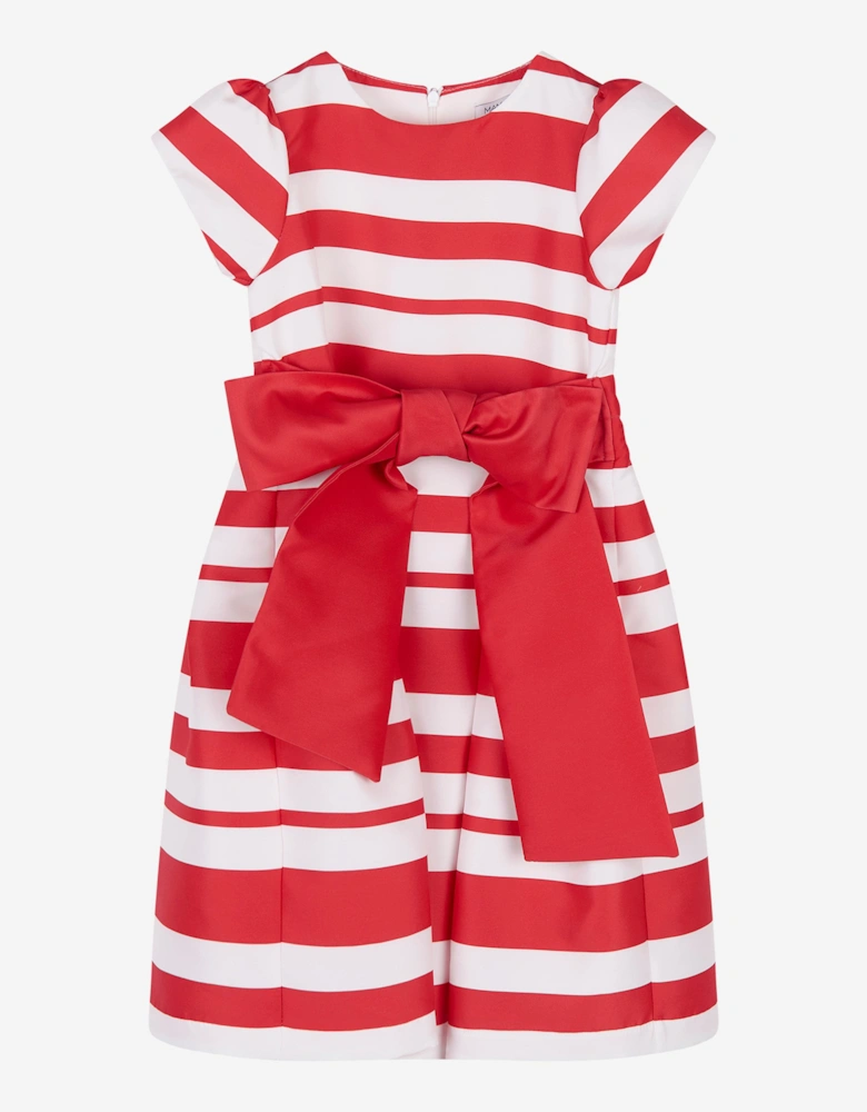 Girls Striped Classic Dress in Red