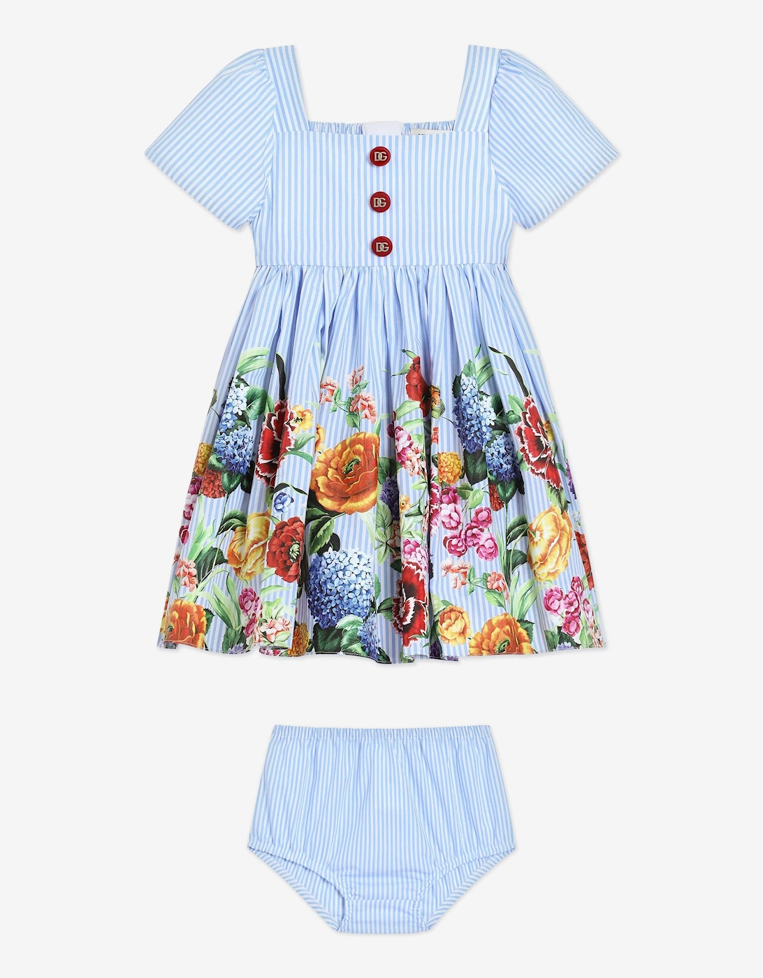 Baby Girls Floral Print Dress Set in Multicolour, 5 of 4