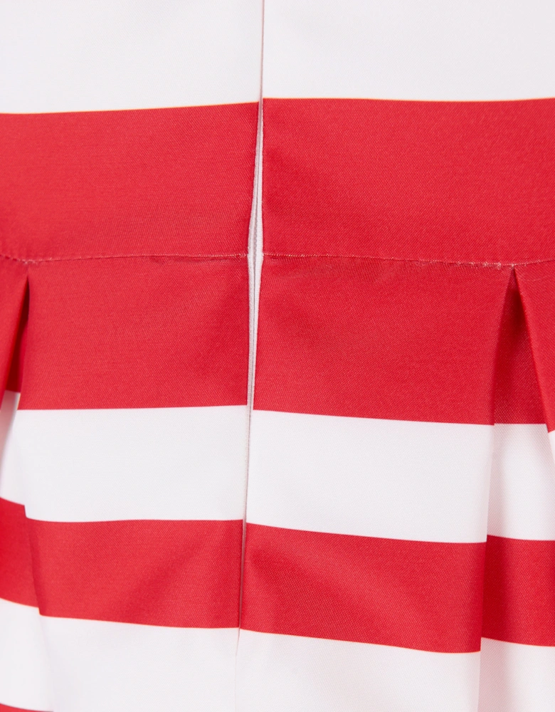 Girls Striped Classic Dress in Red