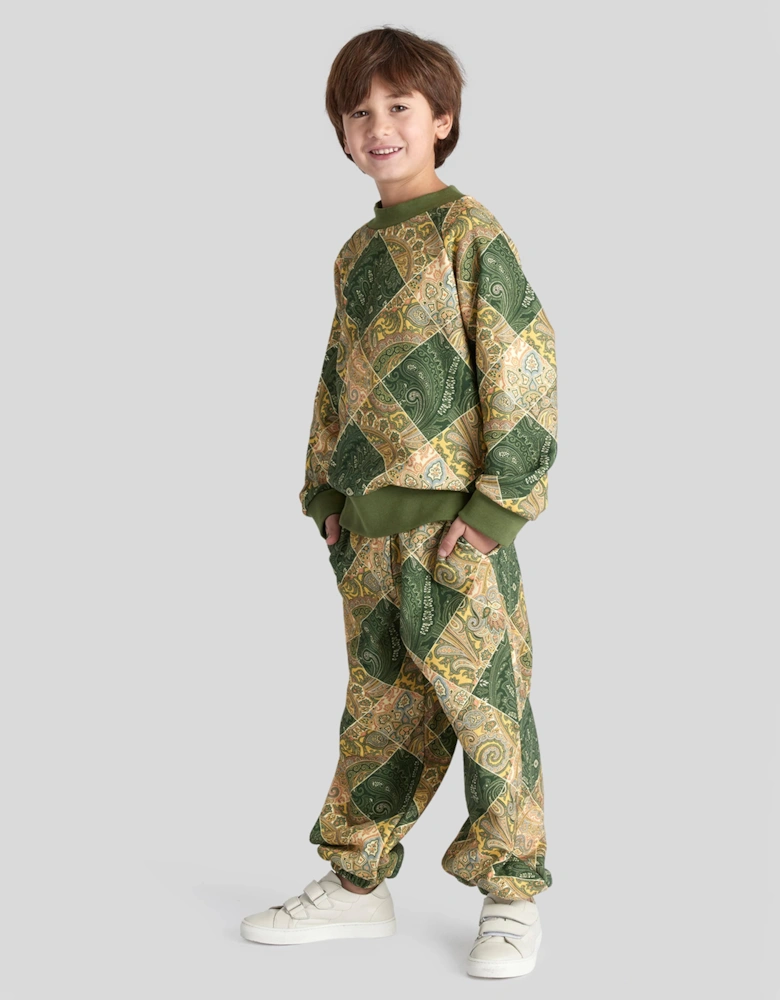 Boys Paisley Joggers in Green
