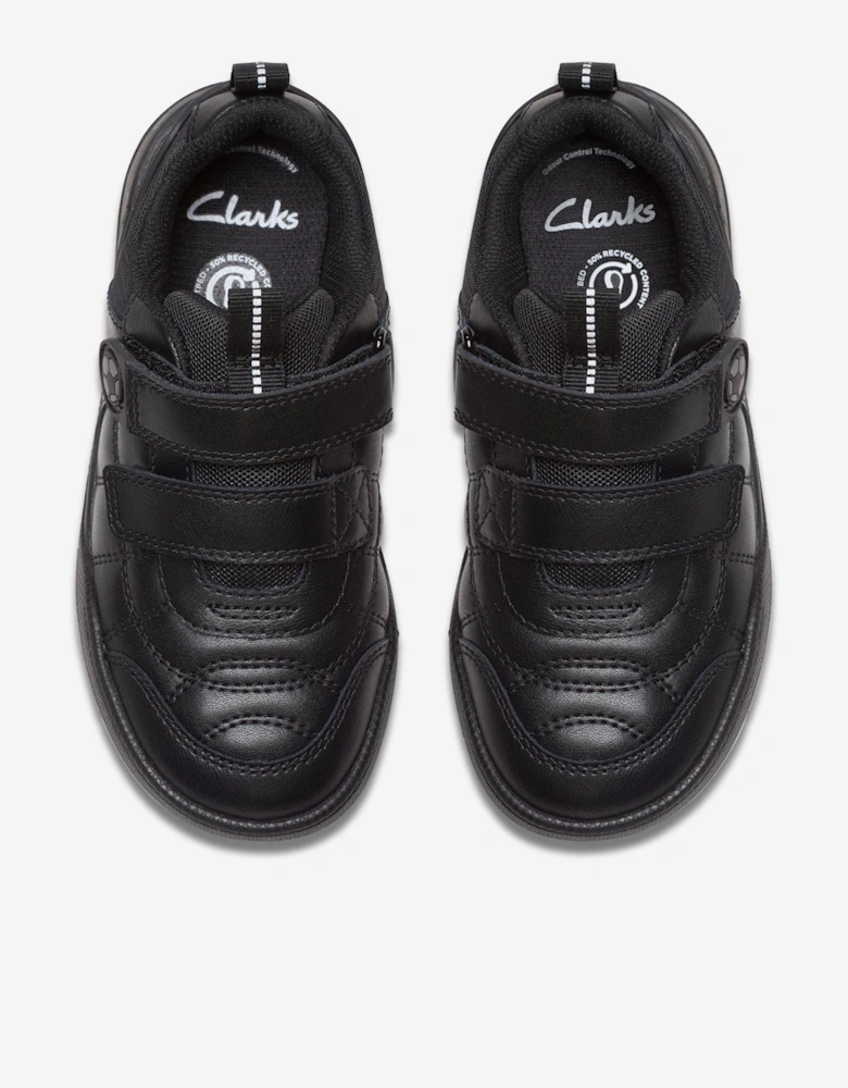 Boys Leather Laser Cross Trainers in Black