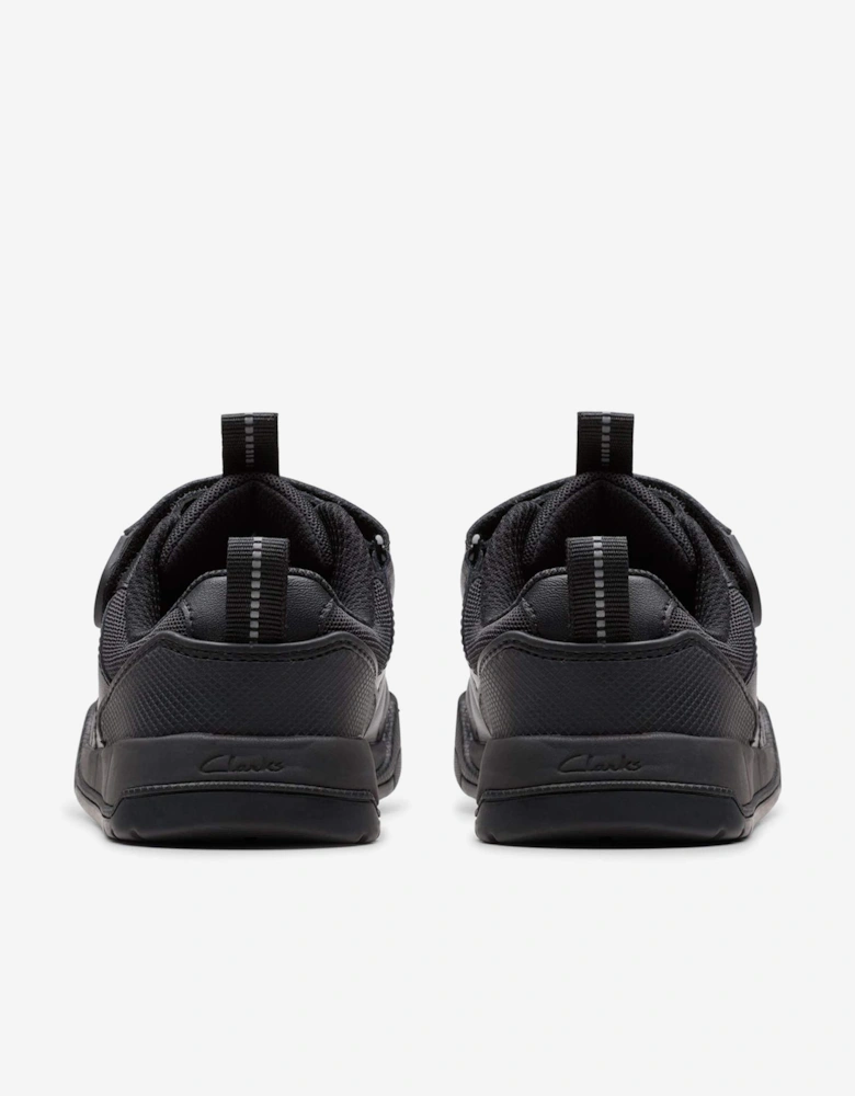 Boys Leather Laser Cross Trainers in Black