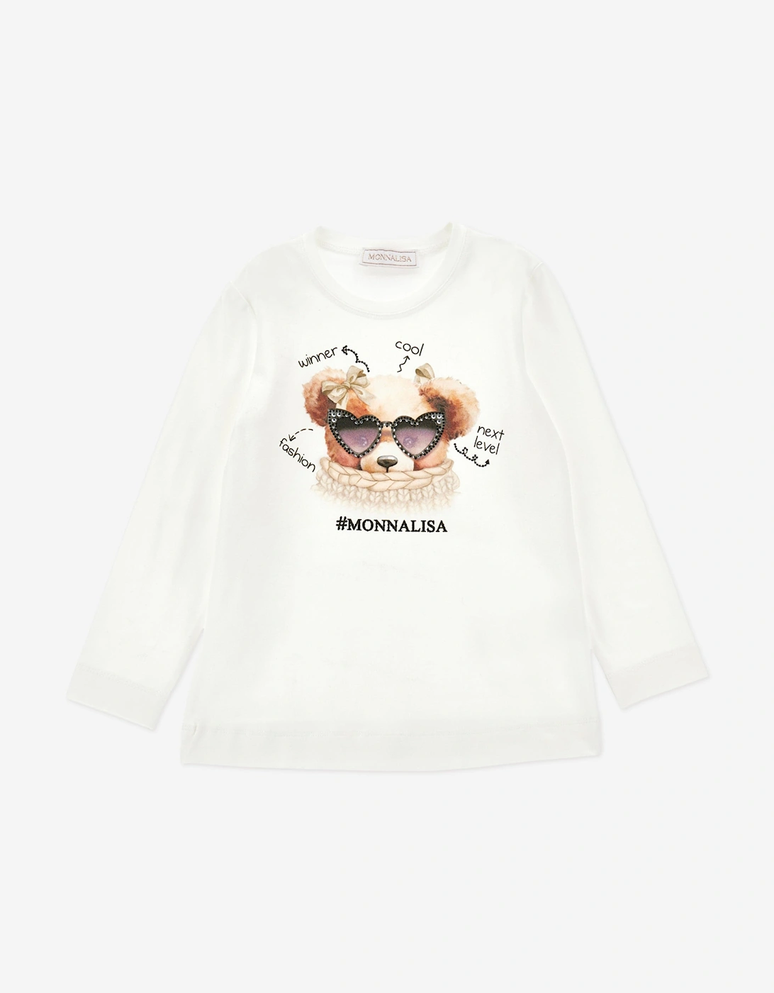 Girls Long Sleeve Teddy T-Shirt in Ivory, 5 of 4