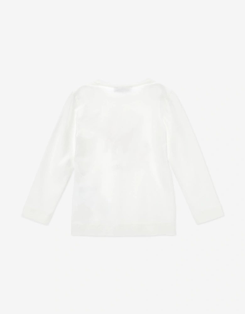 Girls Long Sleeve Teddy T-Shirt in Ivory