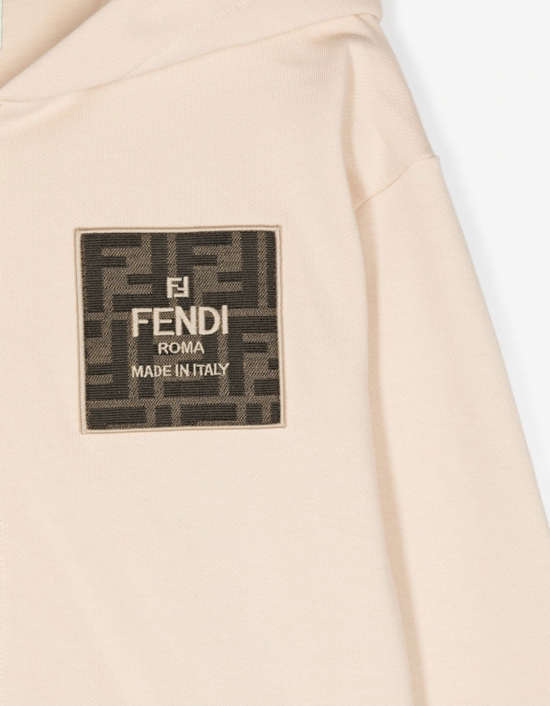 Kids Logo Zip Up Top in Beige