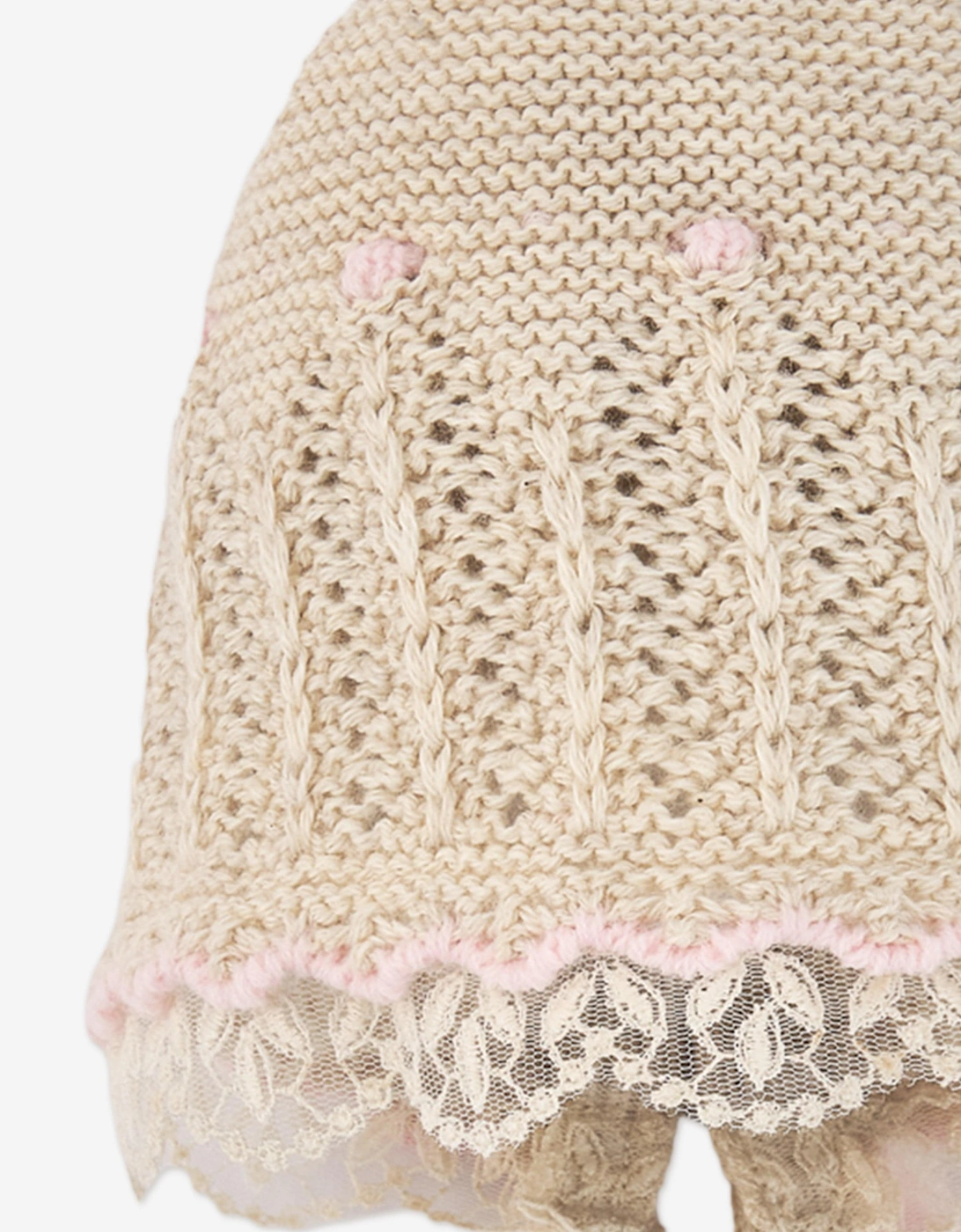 Baby Girls Knitted Bonnet in Beige