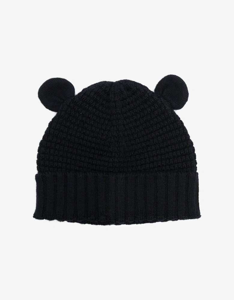 Baby Wool Beanie with Ears in Navy