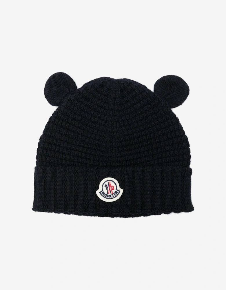 Baby Wool Beanie with Ears in Navy