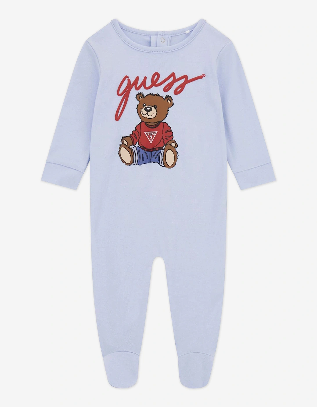 Baby Boys Teddy Bear Babygrow in Blue, 5 of 4