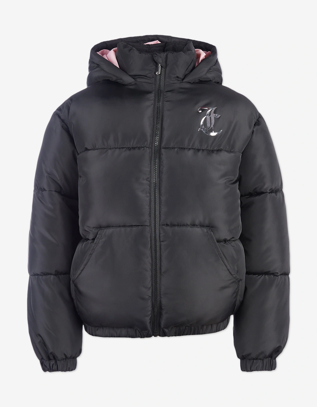 Girls Shorter Length Puffer Jacket in Black, 5 of 4