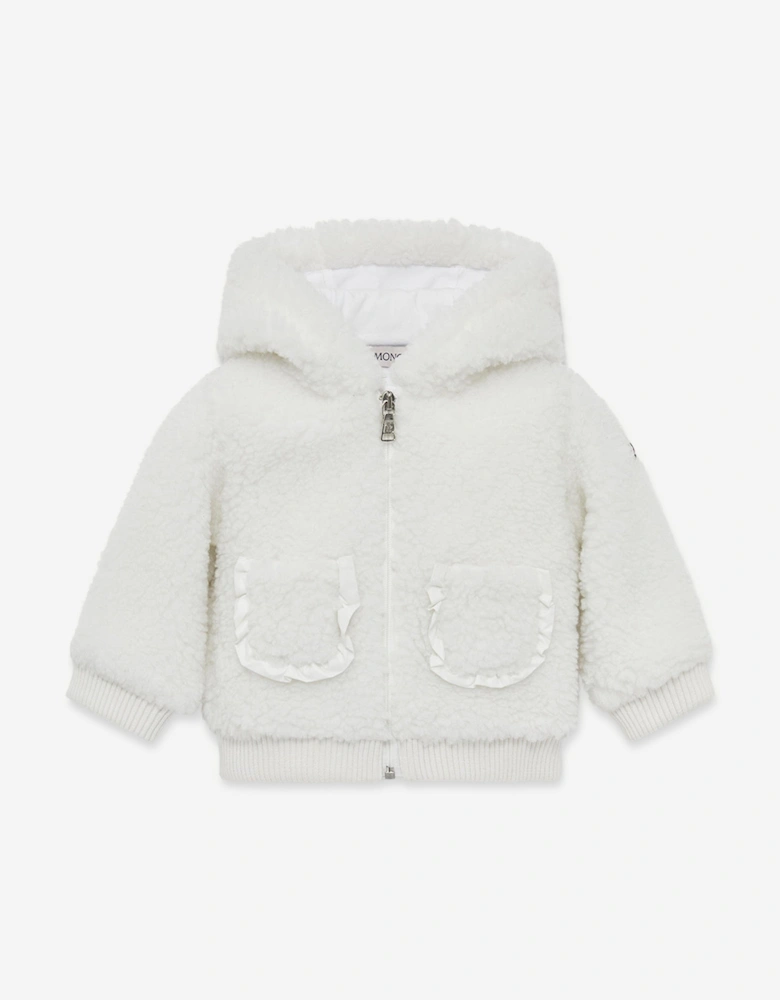 Baby Girls Zip Up Cardigan in White