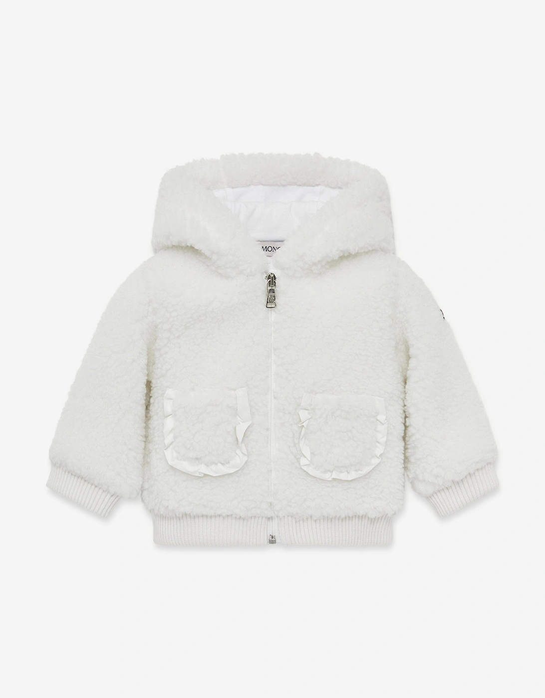 Baby Girls Zip Up Cardigan in White, 5 of 4